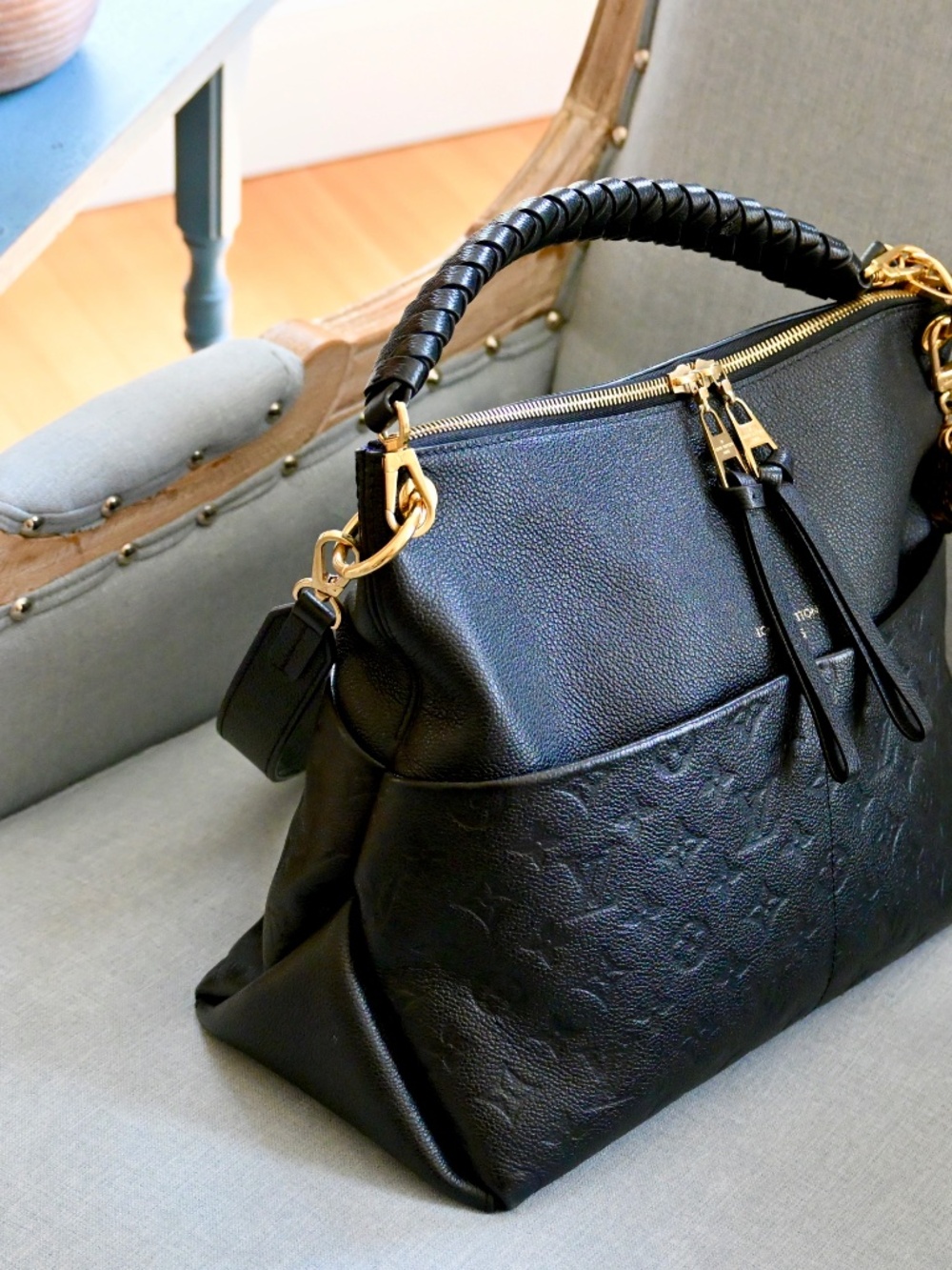 LOUIS VUITTON BLACK MAIDA HOBO BAG w/ VIOLET BLUE INTERIOR & POCKETS - Picture 14 of 14